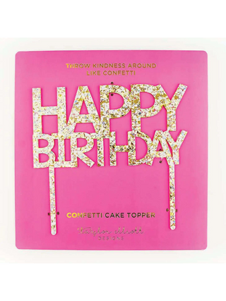 Happy Birthday Cake Topper - Gold