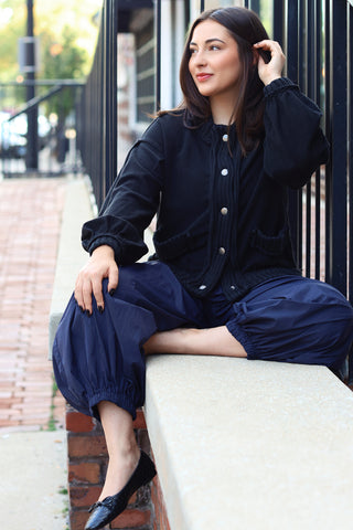 The Collins Knit Cardi Jacket Black