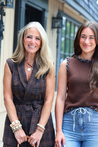 Brown Plaid Vest with Belt