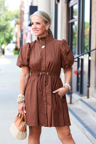 Tie Waist Chocolate Dress