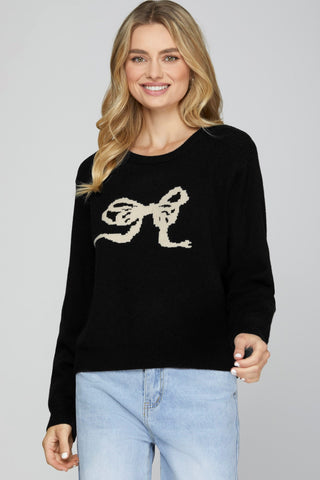 All Tied Up Black Bow Sweater