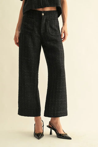 Black Sparkle Tweed Pants
