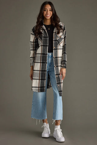 Black, Ivory, Brown Long Shacket