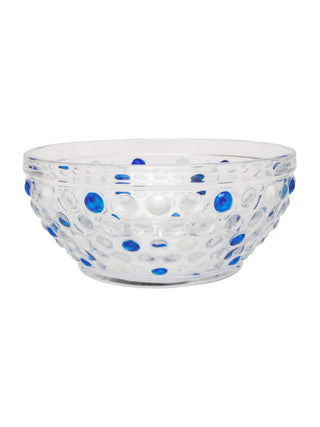 Blue And White Hobnail Glass Bowl