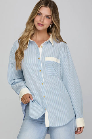 Blue Button Down Stripe