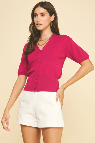 Bold Berry Knit Cardigan