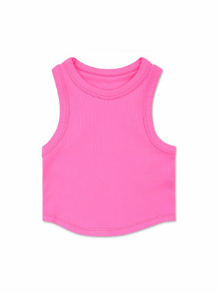 Bright Pink Cropped Racer Tank