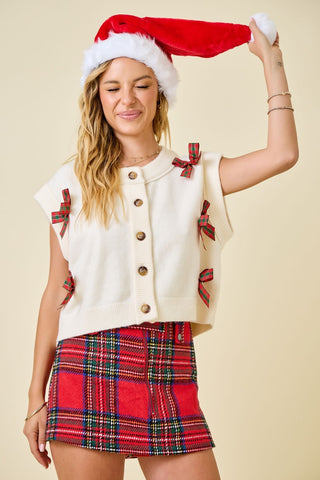 Button Down Vest w/ Ribbon