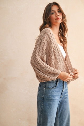 Cable Knit Cardigan Tan