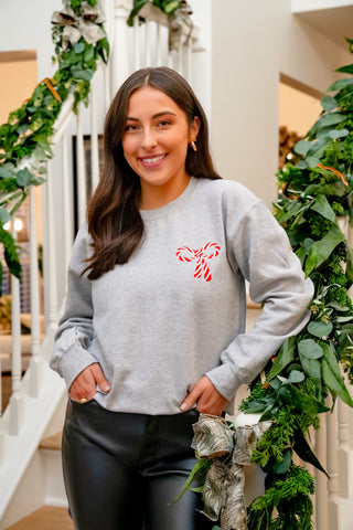 Candycane Bow Sweatshirt