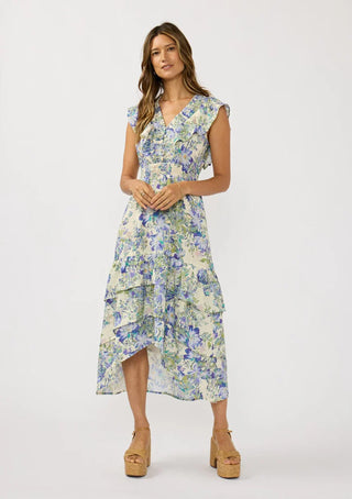 Cream/Dusty Lilac Ruffle Dress