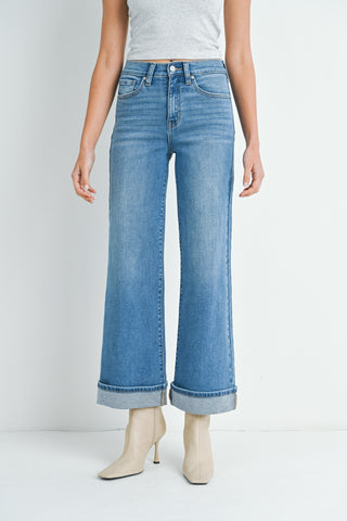 Cuffed Palazzo Medium Denim