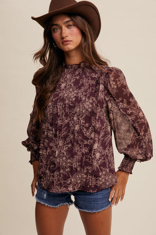 Fall Blooms Pleated Blouse