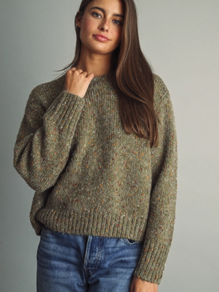 Flecked Crewneck Sweater Olive
