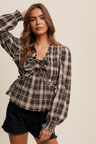 Hayride Honey Plaid Blouse