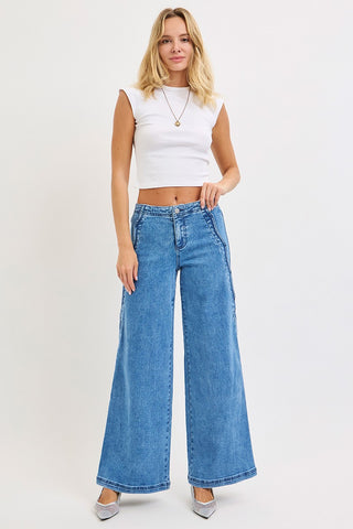 High Rise Edge Detail Denim