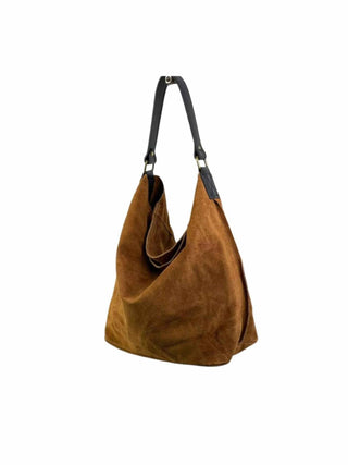 Large Suede Leather Hobo Bag - Camel