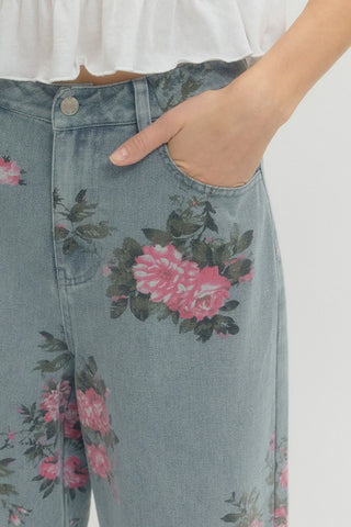 Light Blue Floral Pant