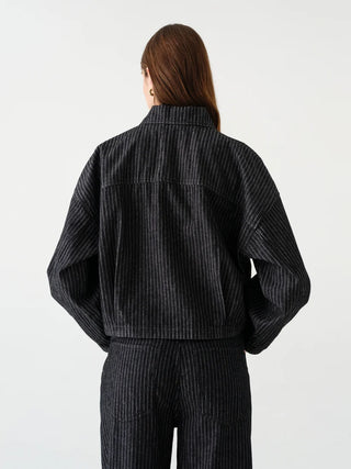 Lucky Bomber Jacket in Natural Pinstripe