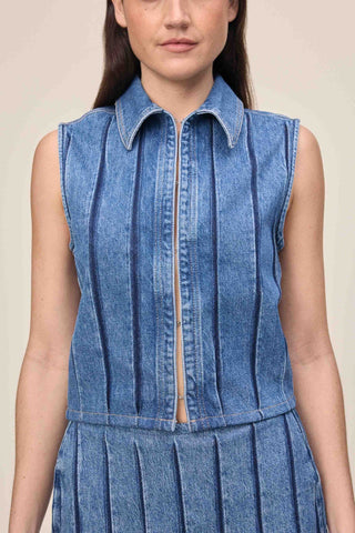 Mrs Vintage Indigo Stripe Vest