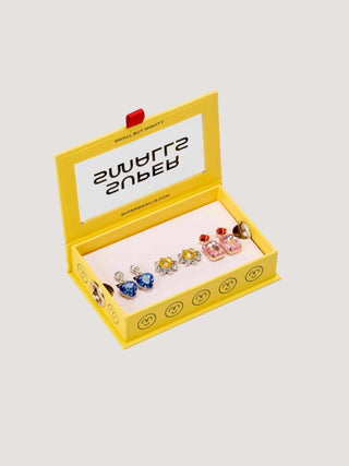 Multi-Colored Gem Clip-On Earring Set