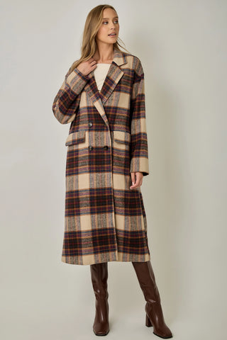 Multi Plaid Long Coat Ginger