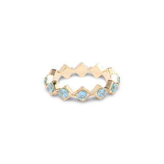 Pave Gem Ring - Gold/Aqua