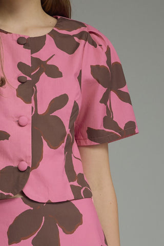 Priscilla Pink Brown Top