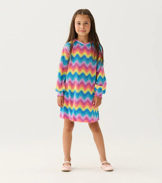 Rainbow Wave Pleated Dress - Big Girl