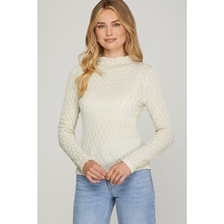 Shine on Cream Long Sleeve Top