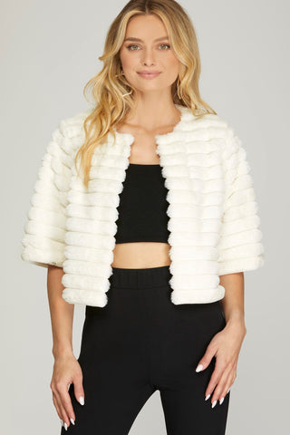 Statement Maker Faux Fur Jacket - White