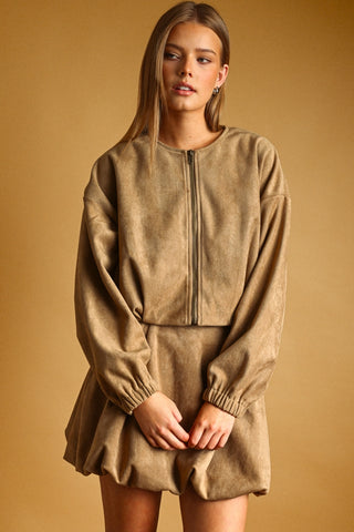 Sweet Sally Suede Pleated Jacket