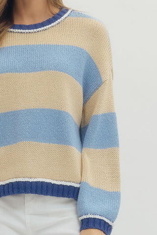 Sweet In Stripes Blue Sweater