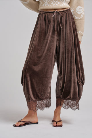 Velvet Wide Balloon Pants Mocha